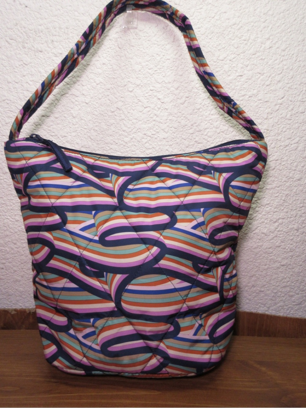 Vera Bradley Quilted Shoulder Bag in Purple Stripe Swirl